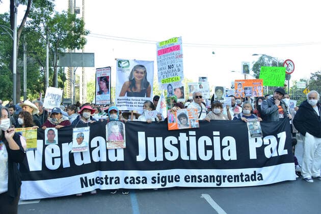 March for Truth, Justice and Peace in Mexico MEXICO CITY, MEXICO - JANUARY 26: demonstrators take part during a march called March for Truth, Justice and Peace with reason to raise awareness about the problem of insecurity in the country at Reforma Avenue. on January 26, 2020 in Mexico City, Mexico. activists Julian LeBaron and Javier Sicilia lead the march that began in Cuernavaca to go to Mexico City to demand justice and the clarification of missing victims as well as the murder of members of the LeBaron family on Monday November 4 at the hands of members of organized crime. Copyright: xCarlosxTischlerx EYE_5561
