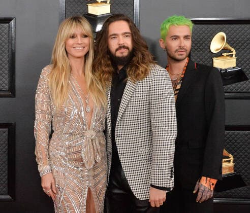 (L-R) Heidi Klum, Tom Kaulitz and Bill Kaulitz arrive for the 62nd annual Grammy Awards held at Staples Center in Los Angeles on Sunday, January 26, 2020.  LAP202001261184 JIMxRUYMEN