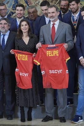 28-01-2020 Madrid Queen Letizia and King Felipe during an audience with the Spanish European champion 2020 handball team at the palace of La Zarzuela in Madrid. No Spain  Copyright: xPPEx