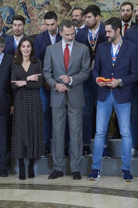 28-01-2020 Madrid Queen Letizia and King Felipe during an audience with the Spanish European champion 2020 handball team at the palace of La Zarzuela in Madrid. No Spain  Copyright: xPPEx