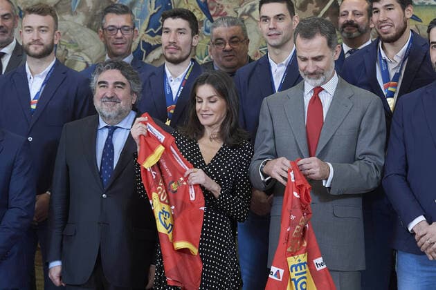 28-01-2020 Madrid Queen Letizia and King Felipe during an audience with the Spanish European champion 2020 handball team at the palace of La Zarzuela in Madrid. No Spain  Copyright: xPPEx