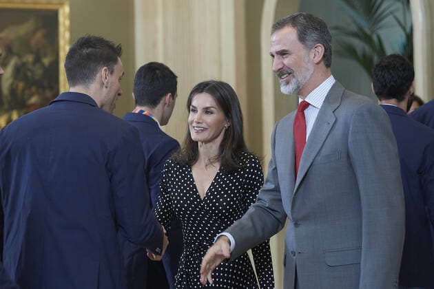 28-01-2020 Madrid Queen Letizia and King Felipe during an audience with the Spanish European champion 2020 handball team at the palace of La Zarzuela in Madrid. No Spain  Copyright: xPPEx