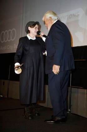 Katharina Thalbach und Mario Adorf bei der 62. Verleihung vom Ernst-Lubitsch-Preis 2020 im Kino Babylon. Berlin, 29.01.2020