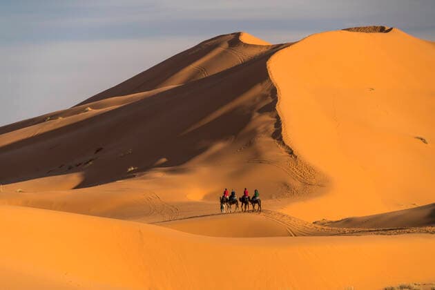 Kamel Karawane Kamel Karawane in der Wüste Sahara bei Merzouga, Marokko Camel caravan in the Sahara desert near Merzouga, Kingdom of Morocco, Africa
