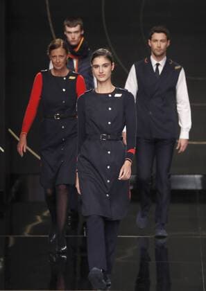 Models present the new uniforms for Iberia airlines, made by Spanish designer Teresa Helbig, during the Mercedes-Benz Fashion Week 2020 Madrid, in Madrid, Spain, 01 February 2020. The Fall Witer 2020 21 collections are presented at the MBFW Madrid from 28 January to 02 February. Teresa Helbig - Runway - MBFW Madrid 2020 F W 2020 21 !ACHTUNG: NUR REDAKTIONELLE NUTZUNG!  Copyright: xBallesterosx GRAF2859 20200201-637161900487336642