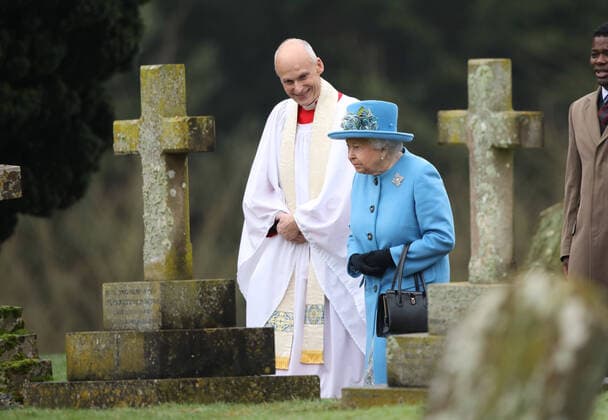 Queen Elizabeth II attends the St. Peter & St. Paul Church Sunday morning service in West Newton, near Sandringham, Norfolk. Her Majesty also makes the short walk to the village hall, meeting lots of well-wishers who lined the route. West Newton, Norfolk, on February 2, 2020. 