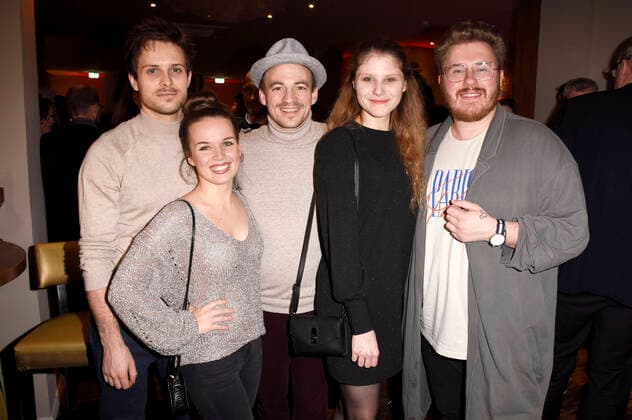 Philip Birnstiel, Darya Gritsyuk, Tom von der Isar, Stephanie Lexer und Florian Hüttner beim GlücksSpirale-Film Award 2019 im GOP-Theater. München, 03.02.2020