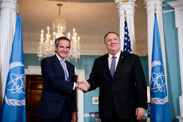 2020 Bilder des Jahres, News 02 Februar News Themen der Woche KW06 News Bilder des Tages (200204) -- WASHINGTON, Feb. 4, 2020 -- U.S. Secretary of State Mike Pompeo (R) meets with Director General of the International Atomic Energy Agency (IAEA) Rafael Mariano Grossi in Washington D.C., the United States, on Feb. 4, 2020. (Photo by Xinhua) U.S.-WASHINGTON D.C.-POMPEO-IAEA-DIRECTOR GENERAL-MEETING TingxShen 