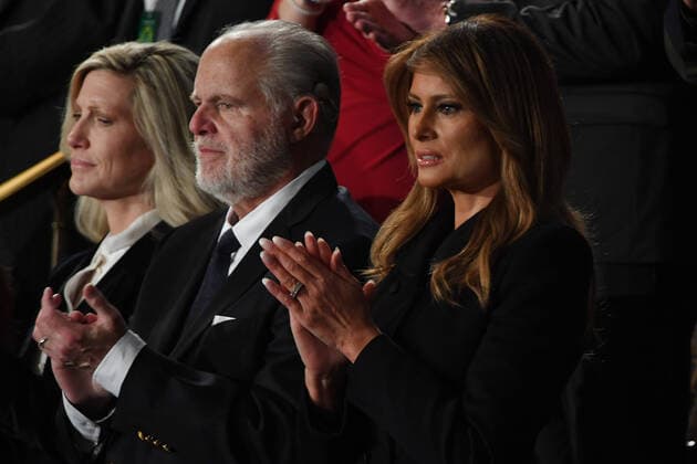 February 4, 2020, Washington, DC, USA: 2 5 20 -US Capitol -Washington, DC..President Donald J. Trump delivers his State of The Union Address to the nation during the midst of his impeachment trial. First Lady Melania and Radio talk show host Rush Limbaugh applaud the President. Washington USA - ZUMAb189 20200204_znp_b189_009 Copyright: xChristyxBowex
