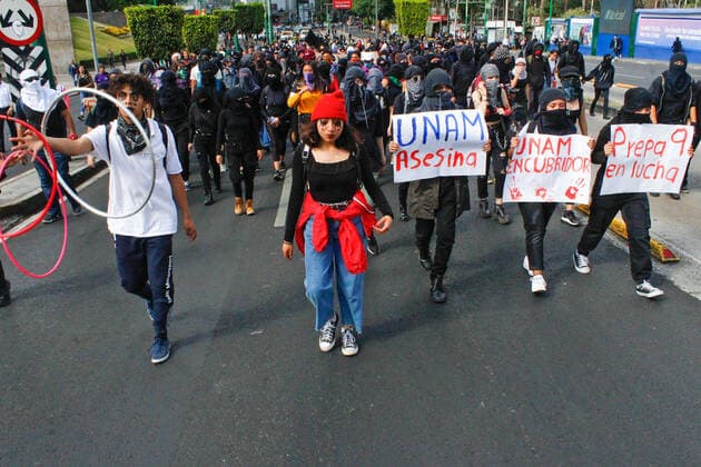 February 4, 2020: EUM20200204SOC08.JPG.CIUDAD DE MEXICO. ProtestProtesta-UNAM.- 4 de febrero de 2020. Estudiantes de la Escuela Nacional Preparatoria 9 marcharon del parque de La Bombilla a Rectoria de la UNAM para entregar un pliego petitorio, entre otras cosas piden el alto a la violencia de genero. Foto: Agencia EL UNIVERSALKarina ContrerasEELG Copyright: xElxUniversalx