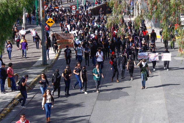 February 4, 2020: EUM20200204SOC09.JPG.CIUDAD DE MEXICO. ProtestProtesta-UNAM.- 4 de febrero de 2020. Estudiantes de la Escuela Nacional Preparatoria 9 marcharon del parque de La Bombilla a Rectoria de la UNAM para entregar un pliego petitorio, entre otras cosas piden el alto a la violencia de genero. Foto: Agencia EL UNIVERSALKarina ContrerasEELG Copyright: xElxUniversalx