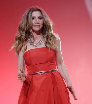 Sara Haines walks on the runway at The American Heart Association s Go Red For Women Red Dress Collection 2020 at Hammerstein Ballroom on Wednesday, February 05, 2020 in New York City.  NYP20200205140 JOHNxANGELILLO