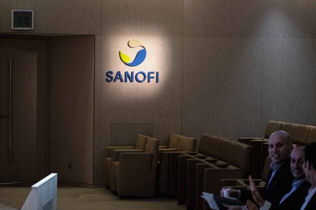 The Sanofi logo is displayed on wall at Sanofi headquarter during the presentation of the group s 2019 results s in Paris on February 6, 2020.  Copyright: xChristophexMorinx