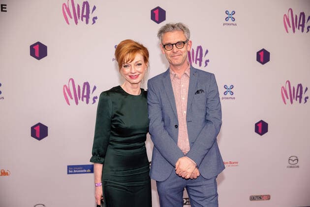 actress Marleen Merckx and a friend Marnik pictured during the 13th edition of the MIA s (Music Industry Award) award show, in Brussels, Thursday 06 February 2020. The MIA awards are handed out by the VRT and Poppunt.  JAMESxARTHURxGEKIERE 2469923