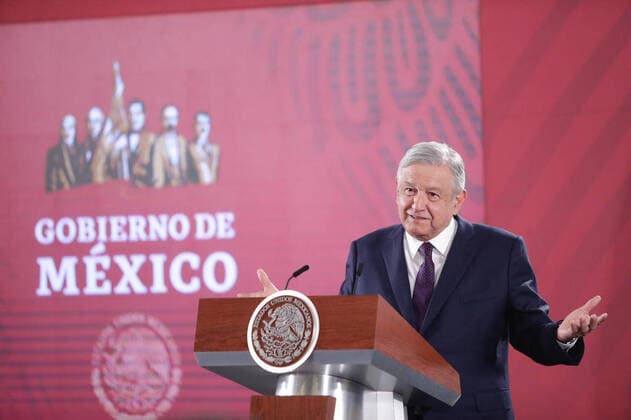 Mexiko Stadt, PK Präsident Lopez Obrador zur Flugzeug Lotterie February 7, 2020: EUM20200207NAC01.JPG.CIUDAD DE MEXICO PresidencyPresidencia-AMLO.- El presidente de la Republica Mexicana, Andres Manuel Lopez Obrador, durante su conferencia de prensa mananera este viernes 7 de febrero de 2020 en Palacio Nacional. Durante el encuentro con medios de comunicacion, el jefe del Ejecutivo federal confirmo la rifa del avion presidencial. Foto: Agencia EL UNIVERSALIvan StephensEVZ Copyright: xElxUniversalx