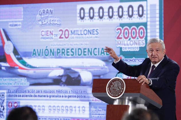 Entertainment Bilder des Tages Mexiko Stadt, PK Präsident Lopez Obrador zur Flugzeug Lotterie February 7, 2020: EUM20200207NAC02.JPG.CIUDAD DE MEXICO PresidencyPresidencia-AMLO.- El presidente de la Republica Mexicana, Andres Manuel Lopez Obrador, durante su conferencia de prensa mananera este viernes 7 de febrero de 2020 en Palacio Nacional. Durante el encuentro con medios de comunicacion, el jefe del Ejecutivo federal confirmo la rifa del avion presidencial. Foto: Agencia EL UNIVERSALIvan StephensEVZ Copyright: xElxUniversalx