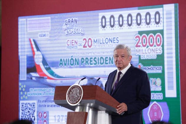 Mexiko Stadt, PK Präsident Lopez Obrador zur Flugzeug Lotterie February 7, 2020: EUM20200207NAC05.JPG.CIUDAD DE MEXICO PresidencyPresidencia-AMLO.- El presidente de la Republica Mexicana, Andres Manuel Lopez Obrador, durante su conferencia de prensa mananera este viernes 7 de febrero de 2020 en Palacio Nacional. Durante el encuentro con medios de comunicacion, el jefe del Ejecutivo federal confirmo la rifa del avion presidencial. Foto: Agencia EL UNIVERSALIvan StephensEVZ Copyright: xElxUniversalx