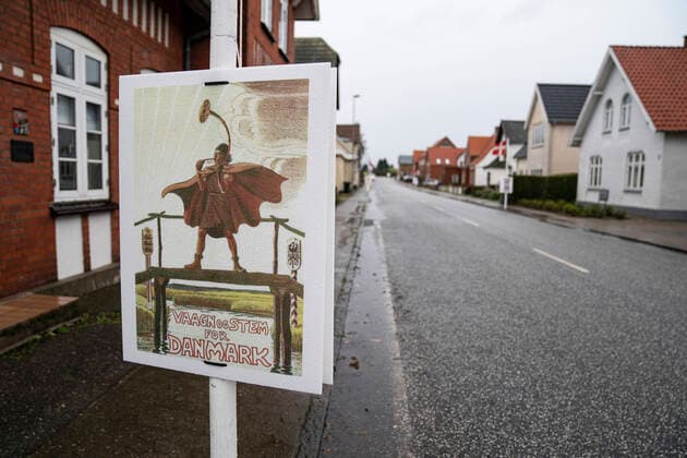Genforening 2020 - Dansk Tyske graense - Afstemningsfest i Vester Sottrup ved Soenderborg soendag den 9 februar 2020. I byen haenger valgplakater op fra dengang.. , Vester Sottrup Denmark Copyright: ClausxFisker ClausxFiskerx COP101 spdk20200209-172938-L