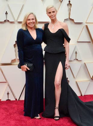 Gerda Maritz (L) and Charlize Theron arrive for the 92nd annual Academy Awards at the Dolby Theatre in the Hollywood section of Los Angeles on Sunday, February 9, 2020.  LAP20200209238 JIMxRUYMEN