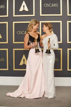 Oscar winners, Laura Dern and Renee Zellweger pose backstage with their respective OscarsÂ® during the live ABC Telecast of The 92nd OscarsÂ® at the DolbyÂ® Theatre in Hollywood, CA on Sunday, February 9, 2020. Los Angeles CA USA  Copyright: xNickxAgrox 339671061PLX
