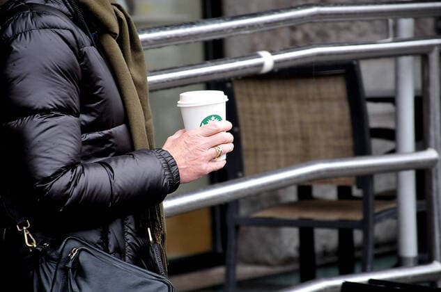 Copenhagen Denmark 11.February 2020 Seattel coffee chain Starbucsk coffee cafe in danish capital Copenhagen. (Photo..Francis Joseph Dean Deanpictures).