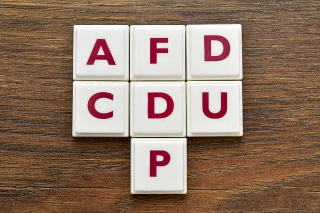 Spielsteine bilden die ParteienkÃ¼rzel AFD, CDU und FDP