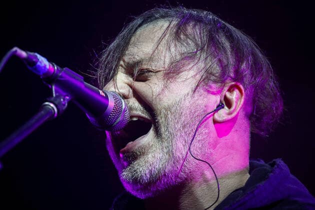 MOSCOW, RUSSIA - FEBRUARY 13, 2020: Musician Vadim Samoylov, founder of Agata Kristi (Agatha Christie) Russian rock band, performs during the 13th Chartova Dyuzhina annual music awards ceremony at VTB Arena - Dynamo Central Stadium. Artyom Geodakyan TASS  TS0CE2CC