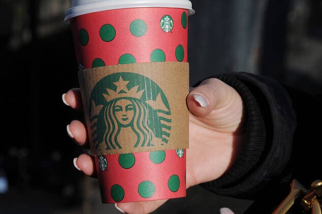 Copenhagen Denmark 14.February 2020 Seattle coffe chain Stabucks coffee cafe in danishc apital Copenhagen Denmark. (Photo..Francis Joseph Dean Deanpictures).