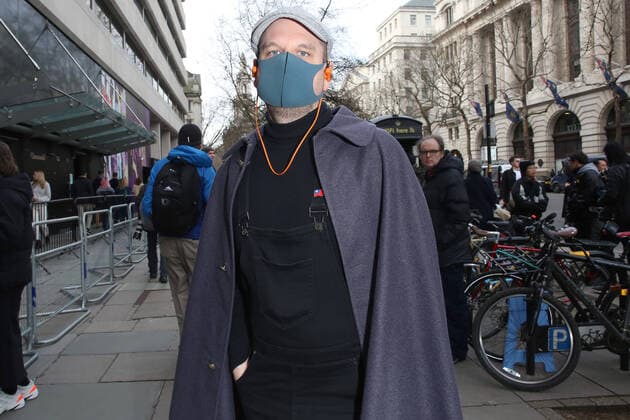 Face masks appear at London Fashion Week AW20 as coronavirus (COVID-19) fears hit numbers. Attendance is expected to be down, as the five-day event kicked off days after the virus was confirmed to have hit London. FEBRUARY 14th 2020  MDRx20456