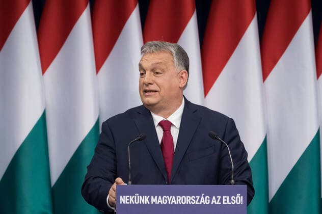 (200216) -- BUDAPEST, Feb. 16, 2020 -- Hungarian Prime Minister Viktor Orban delivers his annual state-of-the-nation speech in Budapest, Hungary, on Feb. 16, 2020. Viktor Orban on Sunday announced a new climate action plan and spoke about future challenges in his annual state-of-the-nation speech. (Photo by Xinhua) HUNGARY-BUDAPEST-PM-SPEECH AttilaxVolgyi 