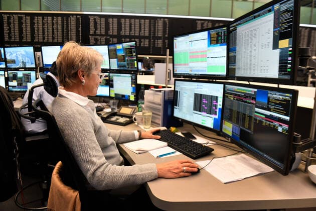 Deutschland, Frankfurt, 18.02.2020 Blick in den Boersensaal Boersensaal der Deutsche Boerse AG