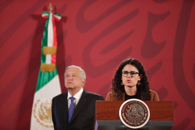 February 19, 2020: EUM20200219NAC01.JPG .CIUDAD DE MEXICO. PresidencyPresidencia-AMLO.- Aspectos de la conferencia de prensa encabezada por el presidente Andres Manuel Lopez Obrador la manana de este 19 de febrero de 2020 en Palacio Nacional. En el evento participo tambien Luisa Maria Alcalde, titular de la Secretaria del Trabajo y Prevision Social (STPS). Foto: Agencia EL UNIVERSALIvan StephensAFBV. Copyright: xElxUniversalx
