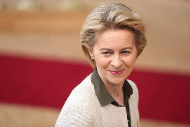 (200220) -- BRUSSELS, Feb. 20, 2020 -- European Commission President Ursula von der Leyen arrives for a special meeting of the European Council at the EU headquarters in Brussels, Belgium, Feb. 20, 2020. Leaders will aim to agree on the EU s long-term budget for 2021-2027, the multiannual financial framework (MFF). ) (PORTRAITS) EU-BRUSSELS-SPECIAL MEETING-FINANCE-BUDGET ZhengxHuansong 