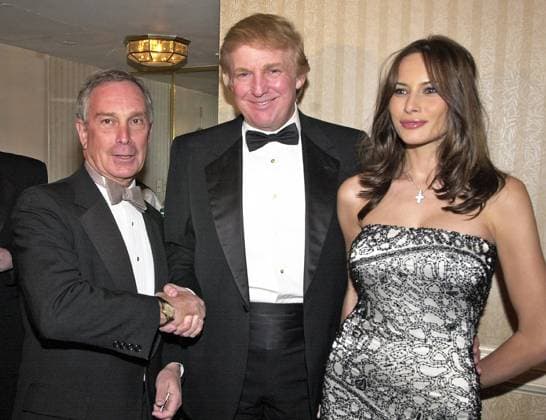 April 29, 2001, Washington, District of Columbia, USA: Mayor Michael Bloomberg (Republican of New York) welcomes Donald Trump and Melania Knauss to his hospitality suite prior to the White House Correspondents Association Dinner at the Washington Hilton Hotel in Washington, DC on April 28, 2001 Washington USA  - ZUMAc306 20010429_zaa_c306_001 Copyright: xRonxSachsx
