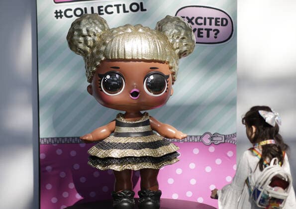A big LOL doll is on display at 117th American International Toy Fair at the Jacob K. Javits Convention Center in New York City on Saturday, February 22, 2020. This is largest toy and youth product marketplace in the Western Hemisphere, bringing together more than 1,000 exhibiting manufacturers, distributors, importers and sales agents from around the globe to showcase their toy and entertainment products.  NYP20200222122 JOHNxANGELILLO