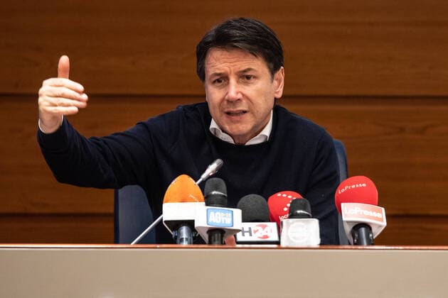 February 22, 2020, Rome, Italy: The Prime Minister Giuseppe Conte speaks during a press conference at the Civil Protection Department, after the meeting of the Council of Ministers. Rome Italy - ZUMAs197 20200222_zaa_s197_161 Copyright: xCosimoxMartemuccix