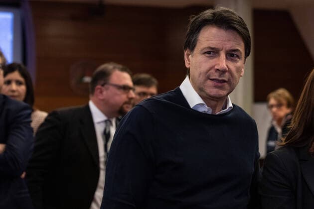 February 22, 2020, Rome, Italy: The Prime Minister Giuseppe Conte attends a press conference at the Civil Protection Department, after the meeting of the Council of Ministers. Rome Italy - ZUMAs197 20200222_zaa_s197_166 Copyright: xCosimoxMartemuccix