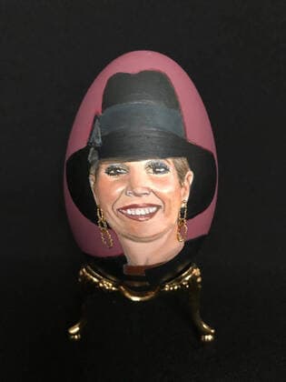 24-02-2020 Wassenaar Hand painted royal egg of Queen Maxima by Mrs. Tiety Entjes-Weij. The collection will be displayed during the Eierbeurs on 21st and 22nd of march in Wassenaar.  Copyright: xPPEx