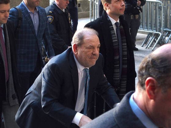 February 24, 2020, New York, New York, USA: Harvey Weinstein arrives at Manhattan Criminal Court to await a verdict in his rape case. Mr. Weinstein was convicted on Two of the five counts of rape about 2 hours after he arrived at the courthouse this morning. New York USA - ZUMAct2_ 20200224_zaf_ct2_007 Copyright: xBrucexCotlerx