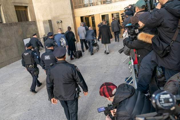 Harvey Weinstein trial jury deliberation Press covers disgraced Hollywood producer Harvey Weinstein arriving for another day of jury deliberations on sexual assault charges at New York state supreme criminal court New York New York United States Copyright: LevxRadin