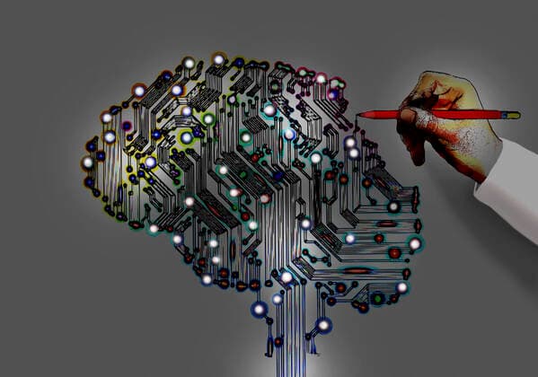 Hand zeichnet Leiterplattenhirn *** Hand draws circuit board brain  Copyright: xGaryxWatersx 11591993