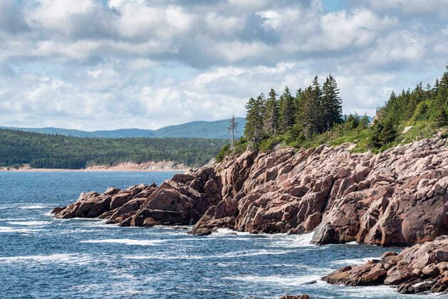 Canada, Nova Scotia, Ingonish, Coastal landscape of Cape Breton Highlands National Park  ELF02109