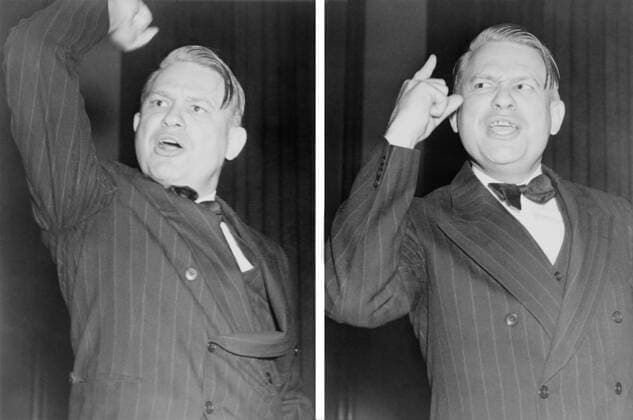 Two views of Martin Dies, emphatically gesturing during a speech against Communism. Oct. 30, 1939. Dies and Samuel Dickstein created the House Committee Investigating Un-American Activities in 1938. He was speaking at a convention of the Grocery Manufactu For usage credit please use; PUBLICATIONXNOTxINxCANxCHNxFRAxITAxJPNxNORxPOLxRUSxESPxUKxUSA Copyright: xCourtesyxEverettxCollectionx HISL040 EC497