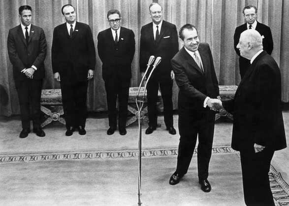 Nixon Presidency. From left: White House Chief of Staff Harry Robbins Haldeman, Assistant to the President for Domestic Affairs John Ehrlichman, National Security Advisor (and future Secretary of State) Henry Kissinger, Secretary of State William P. Roger Courtesy Everett Collection PUBLICATIONXNOTxINxCANxCHNxFRAxITAxJPNxNORxPOLxRUSxESPxUKxUSA Copyright: xCourtesyxEverettxCollectionx PBDRINI EC138