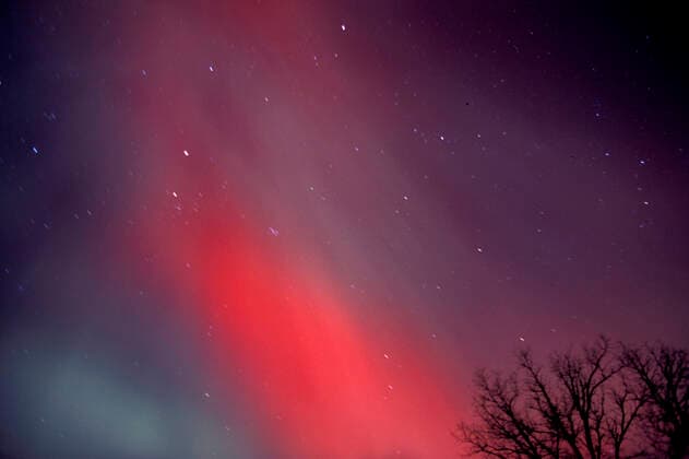 Aurora Borealis Northern Lights red explosion near Kleefeld, Manitoba, Canada Canada Copyright: xDennisxFastx DRF0024vw