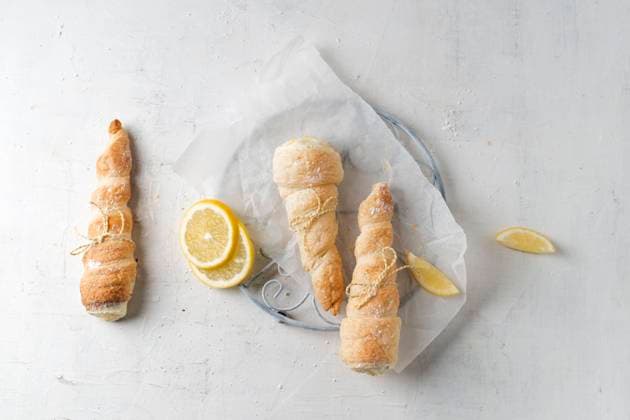 Studio shot of lemon cream filled pastries  MYF02208