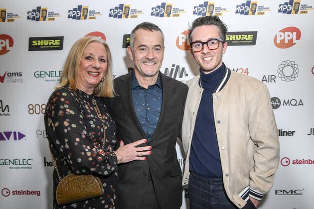 English music producer Stephen Street and his wife and son attend The Music Producers Guild Awards at JW Marriott Grosvenor House London on Park Lane in London. FEBRUARY 27th 2020  SLIx20575