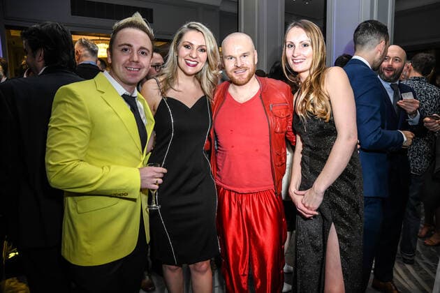 John Galea, Larissa Eddie and Philip Baldwin attend The Music Producers Guild Awards at JW Marriott Grosvenor House London on Park Lane in London. FEBRUARY 27th 2020  SLIx20575