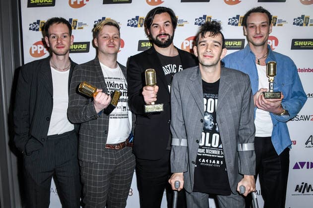UK album of the Year winners The 1975 attend The Music Producers Guild Awards at JW Marriott Grosvenor House London on Park Lane in London. FEBRUARY 27th 2020  SLIx20575