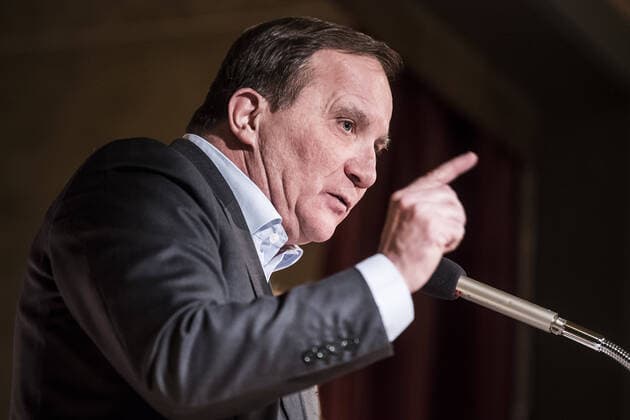 Prime Minister Stefan Löfven speaks at an open meeting at Hissmofors Folkets Hus during his visit to Jämtland 2020 02 27 Krokom Sweden xORRExPONTUSx,  Copyright: xORRExPONTUSx Statsminister Stefan Löfven i Jämtland